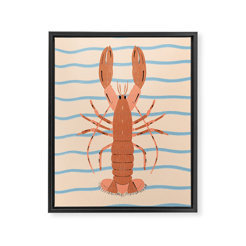 Lobster - Blue Stripes Framed Canvas Print Gallery Image 6