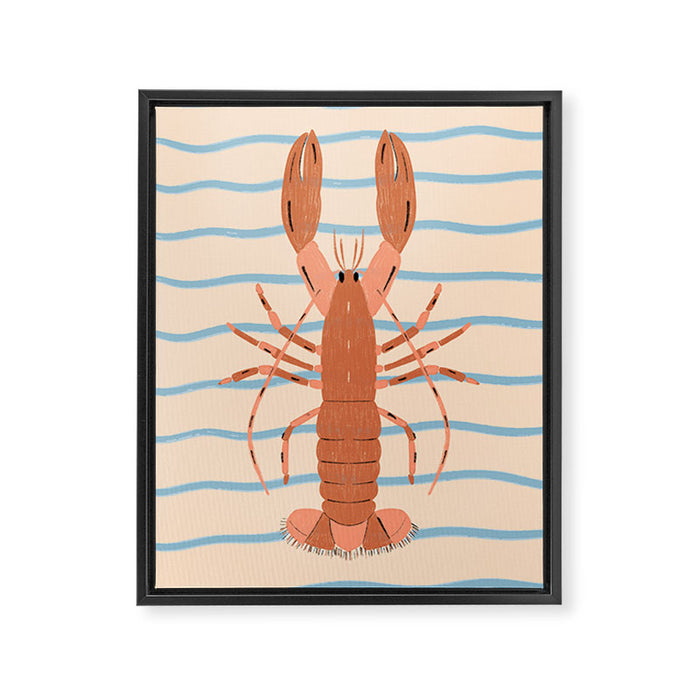 Lobster - Blue Stripes Framed Canvas Print Gallery Image 1