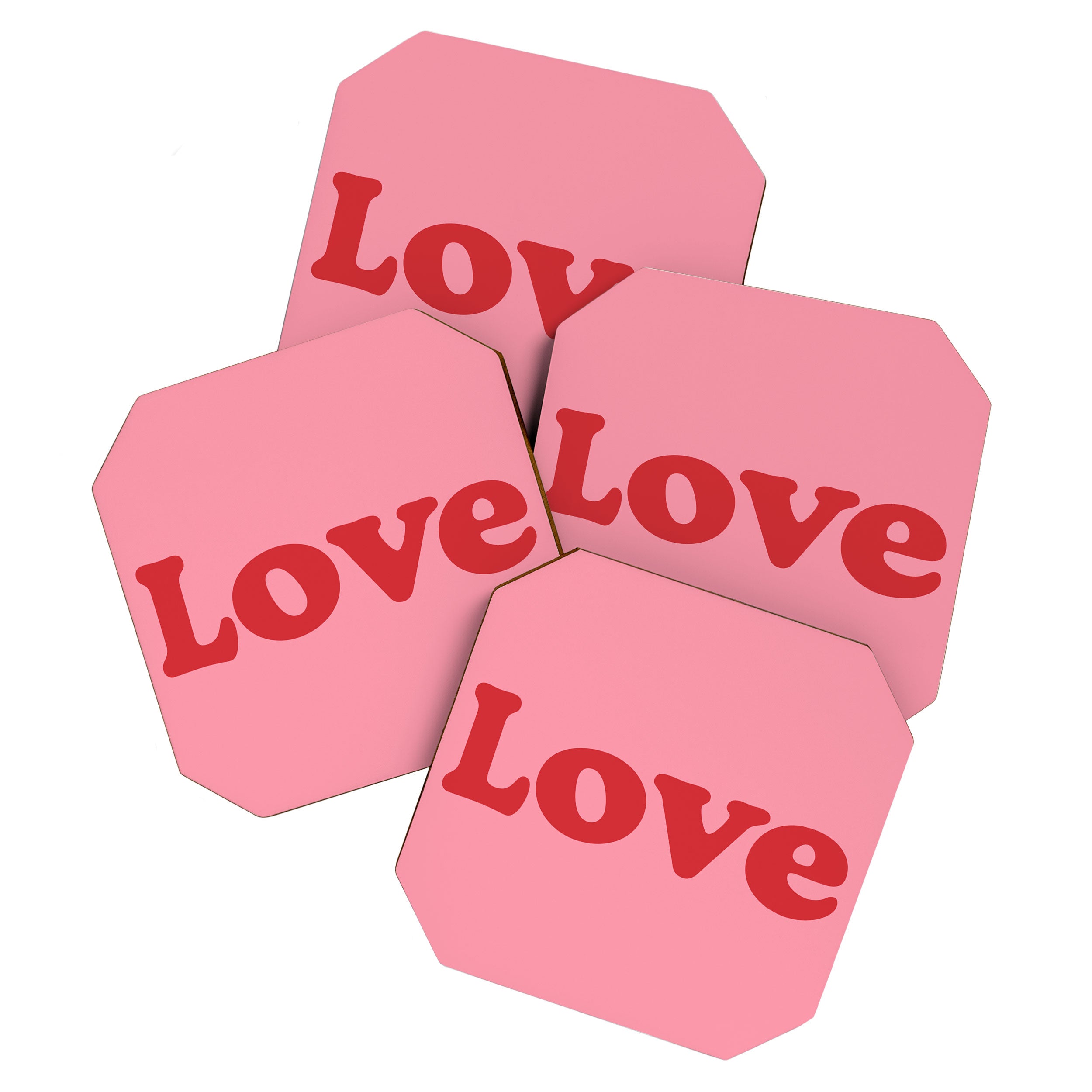 Love - pink and red Coaster Gallery Image 1