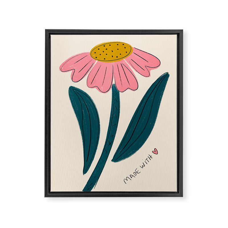 Made with Love - Textured Flower  Framed Canvas Print Gallery Image 6