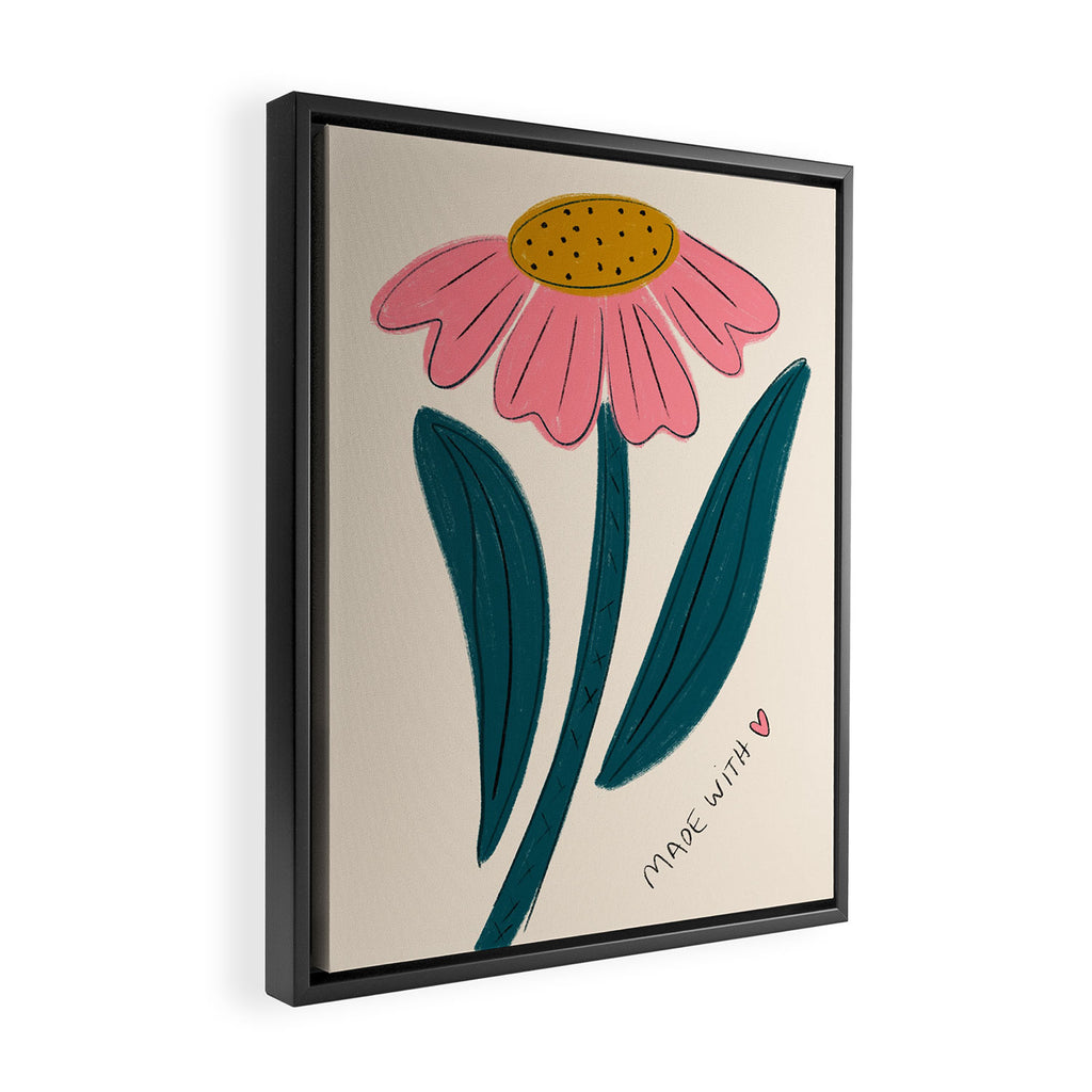 Made with Love - Textured Flower  Framed Canvas Print Gallery Image 2