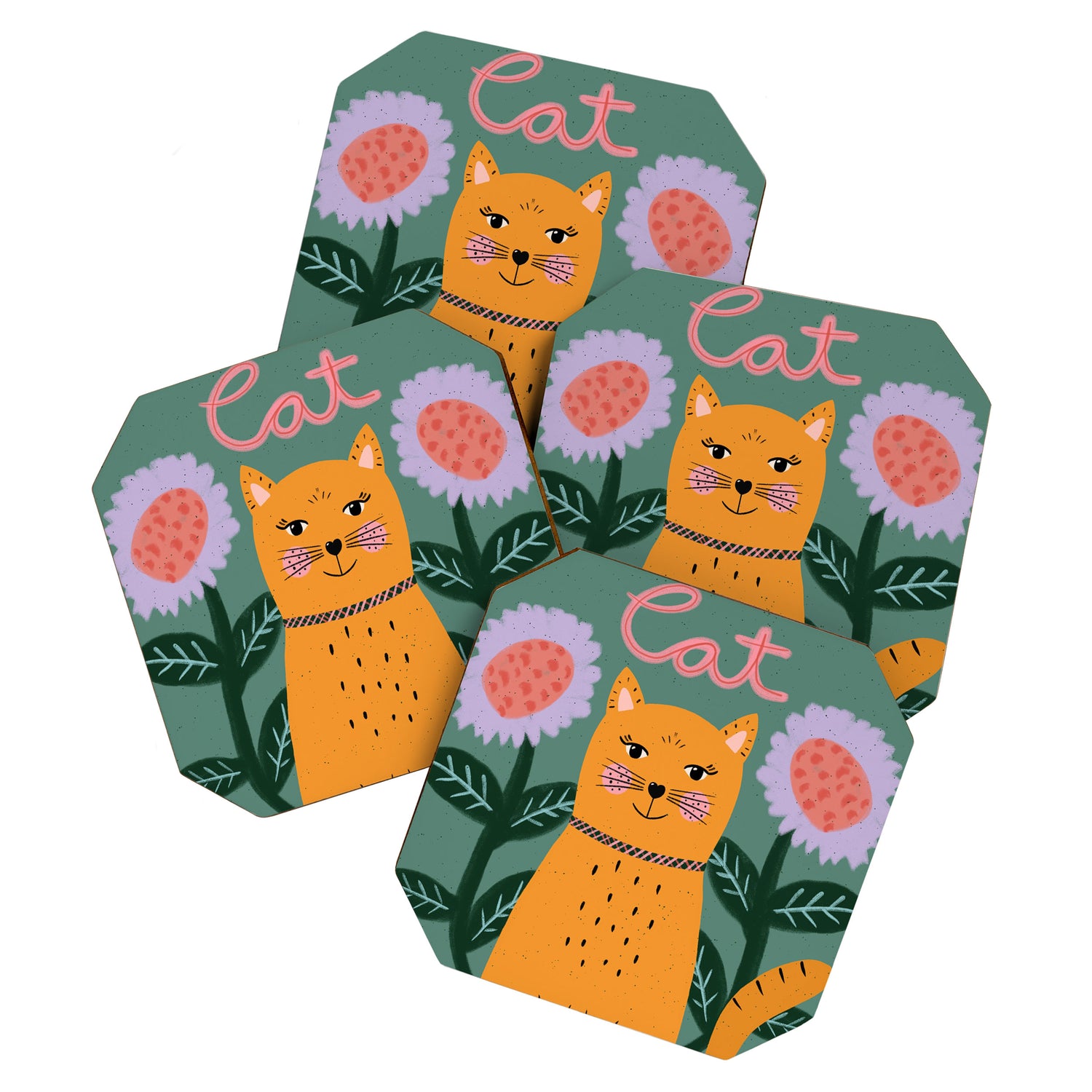 Meow - Cat Illustration Coaster Gallery Image 1