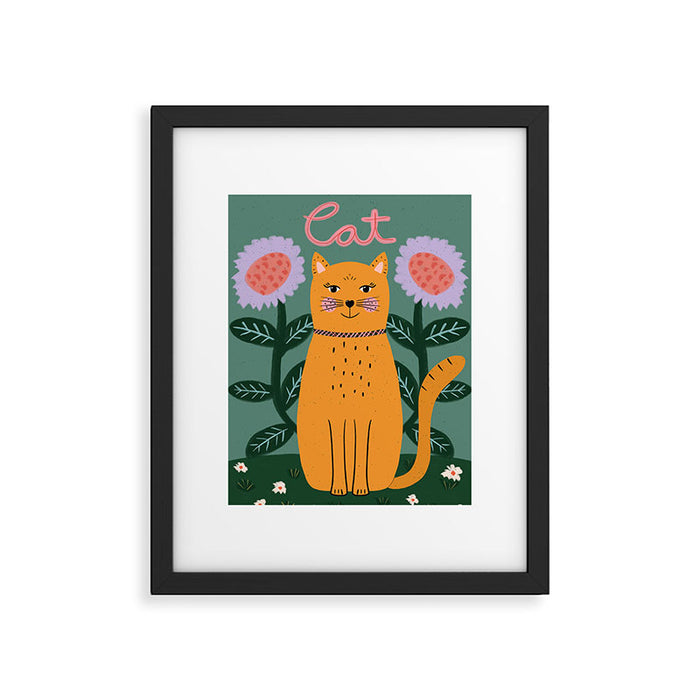 Meow - Cat Illustration Framed Art Print Gallery Image 1