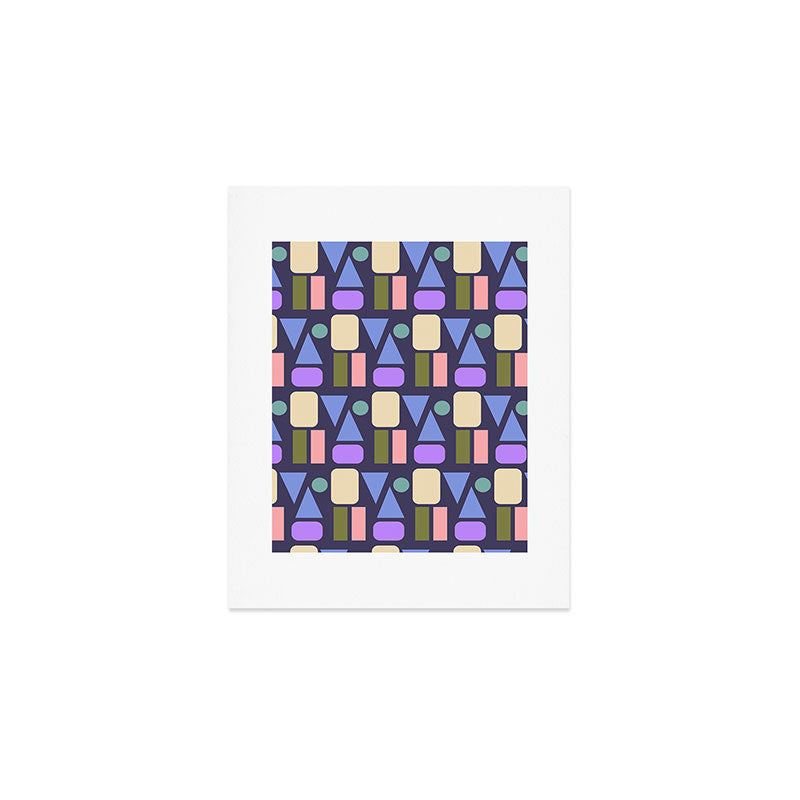 Mid-century Geometric Color Fun - Dark Blue Art Print Gallery Image 1