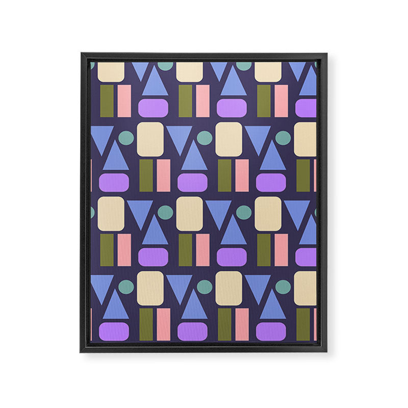Mid-century Geometric Color Fun - Dark Blue Framed Canvas Print Gallery Image 8