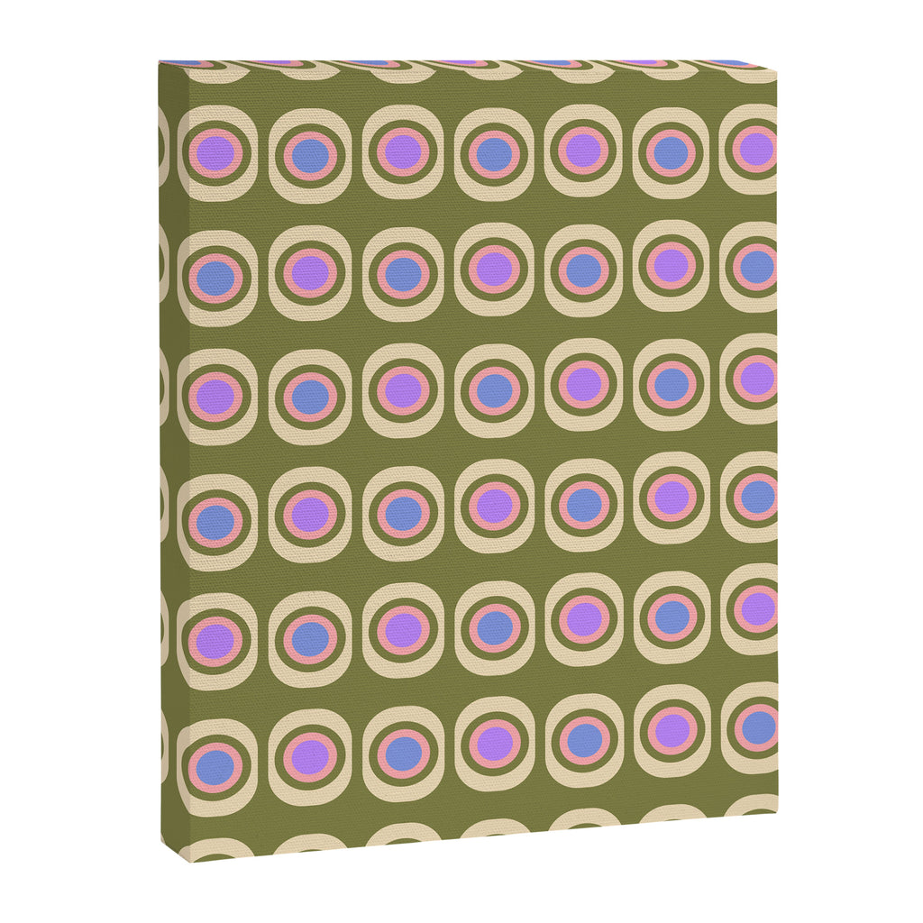 Mid-century Modern Pattern - Olive, Pink and Blue Canvas Print Gallery Image 8