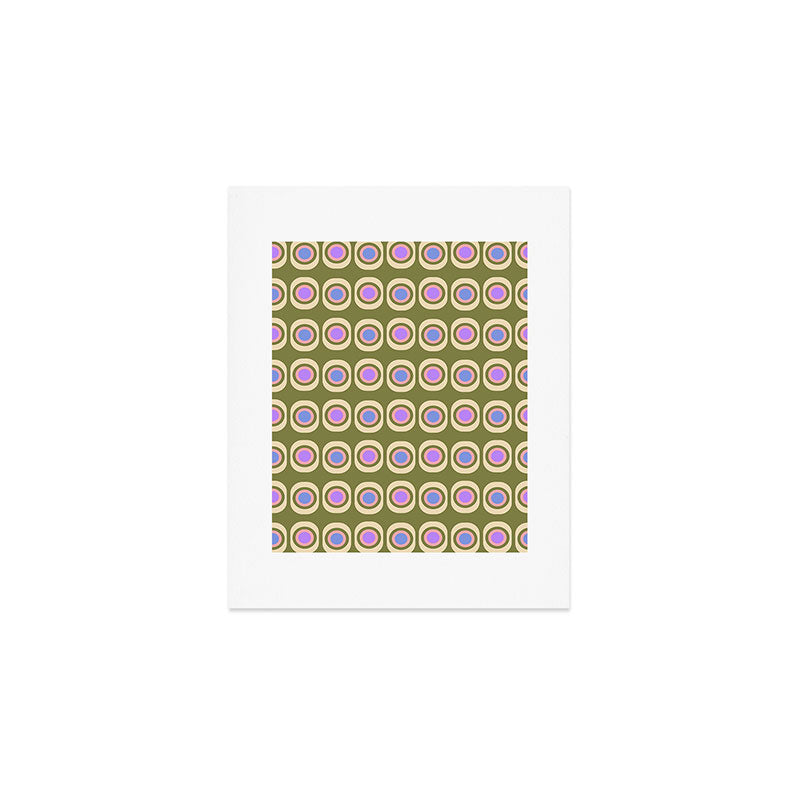 Mid-century Modern Pattern - Olive, Pink and Blue Art Print Gallery Image 1
