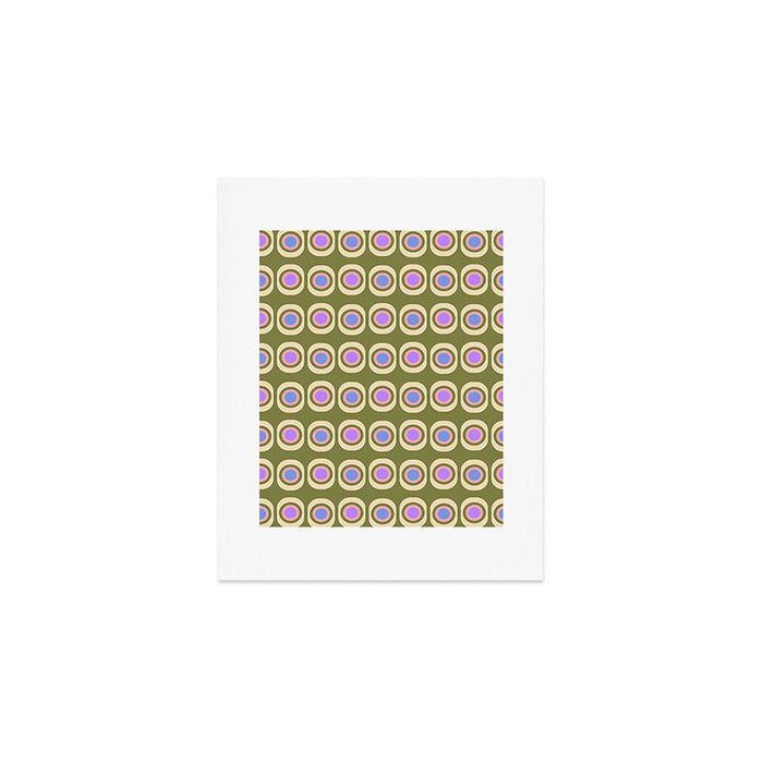 Mid-century Modern Pattern - Olive, Pink and Blue Art Print Gallery Image 1