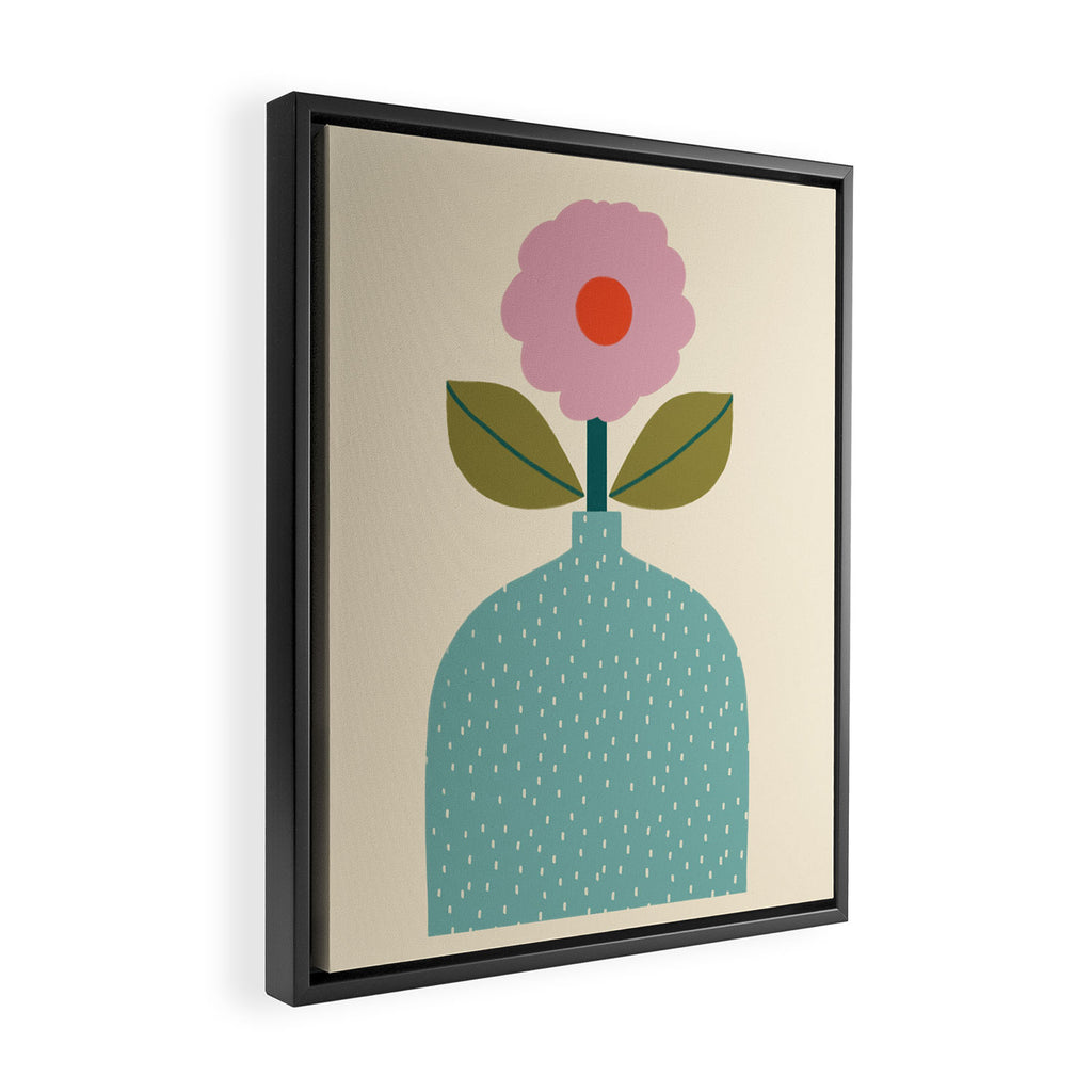 Modern Floral - Green Vase  Framed Canvas Print Gallery Image 2