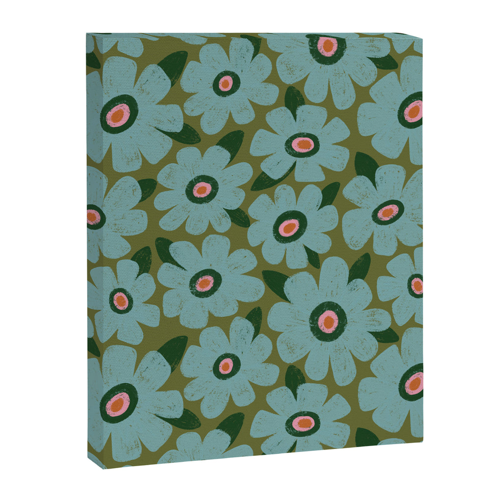 Modern Floral - Turquoise, Green and Pink Canvas Print Gallery Image 8