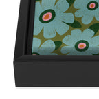 Modern Floral - Turquoise, Green and Pink Framed Canvas Print Gallery Image 3