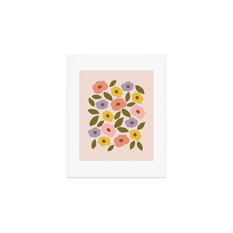 Muted Retro Ditsy Floral Pattern - Vintage Flowers Seamless Design Art Print Gallery Image 1