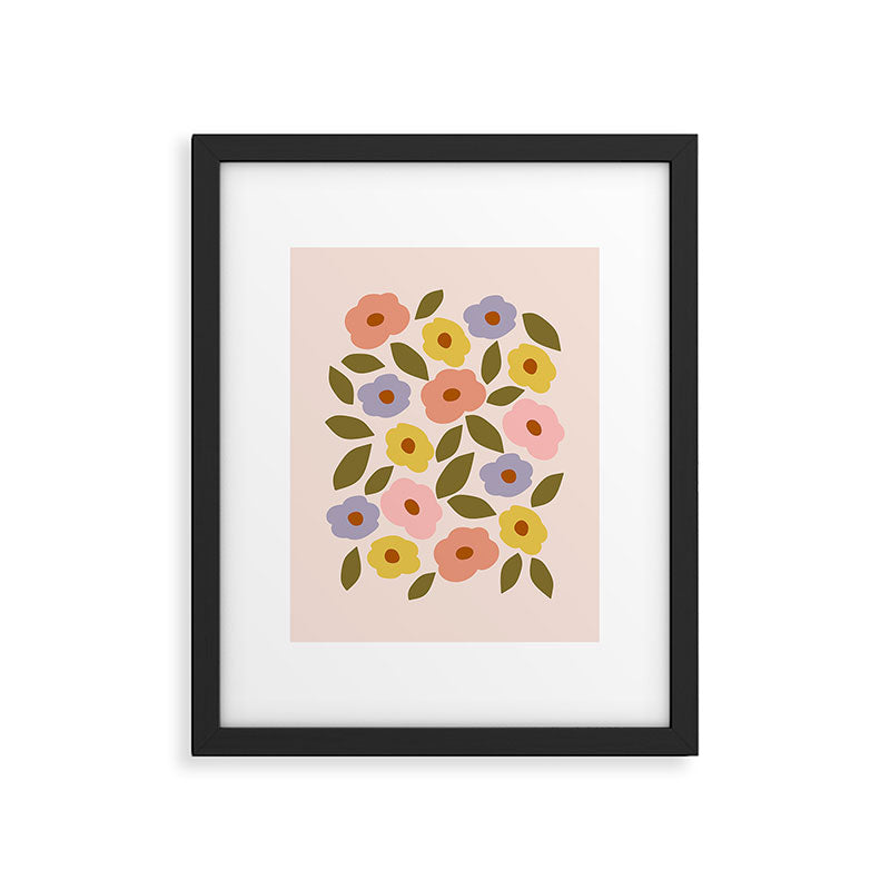 Muted Retro Ditsy Floral Pattern - Vintage Flowers Seamless Design Framed Art Print Gallery Image 6
