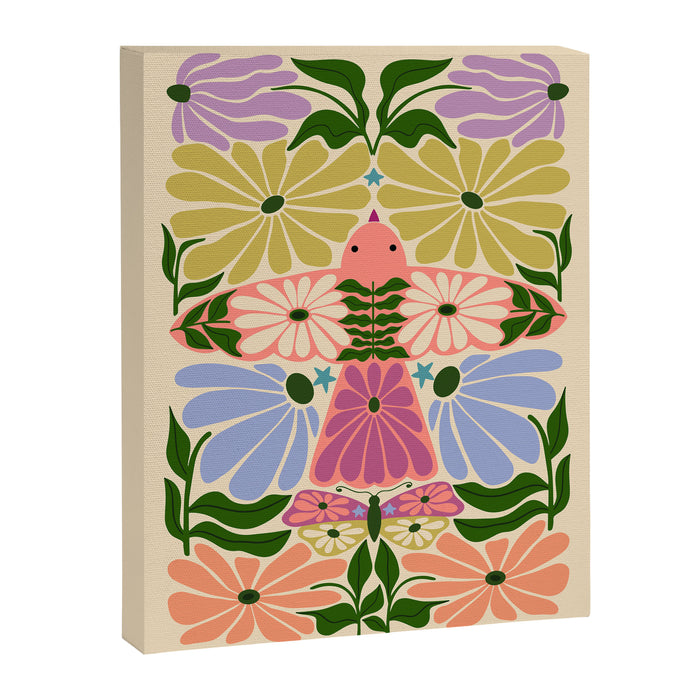 New Beginning - Floral Bird and Butterfly Canvas Print Gallery Image 1
