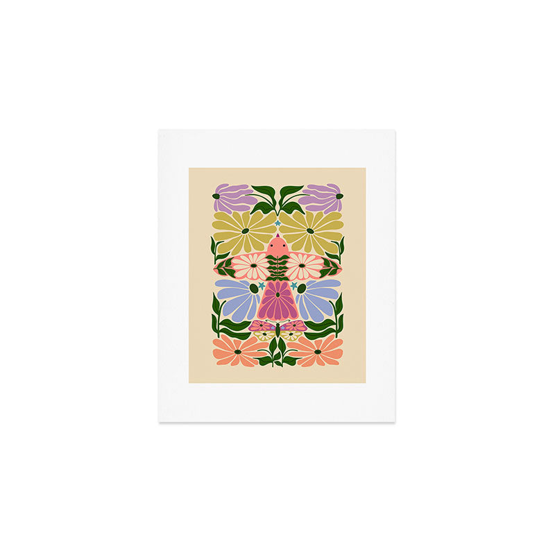 New Beginning - Floral Bird and Butterfly Art Print Gallery Image 1