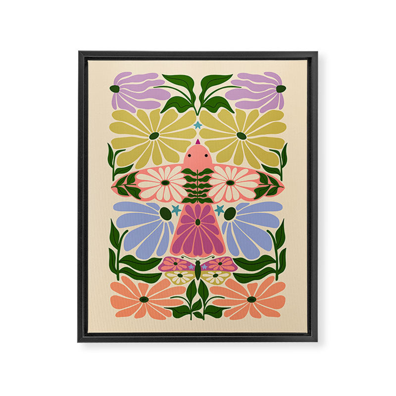 New Beginning - Floral Bird and Butterfly Framed Canvas Print Gallery Image 8