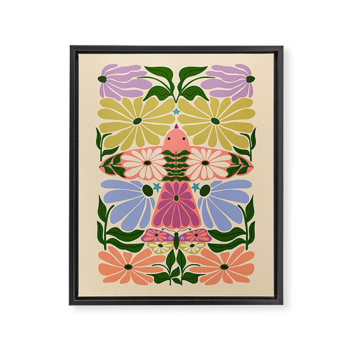 New Beginning - Floral Bird and Butterfly Framed Canvas Print Gallery Image 1