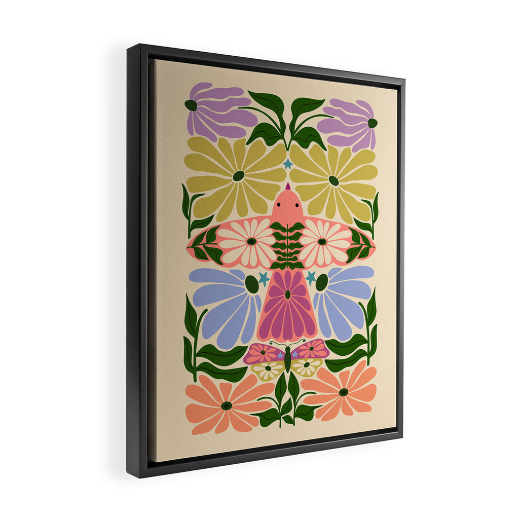 New Beginning - Floral Bird and Butterfly Framed Canvas Print Gallery Image 2