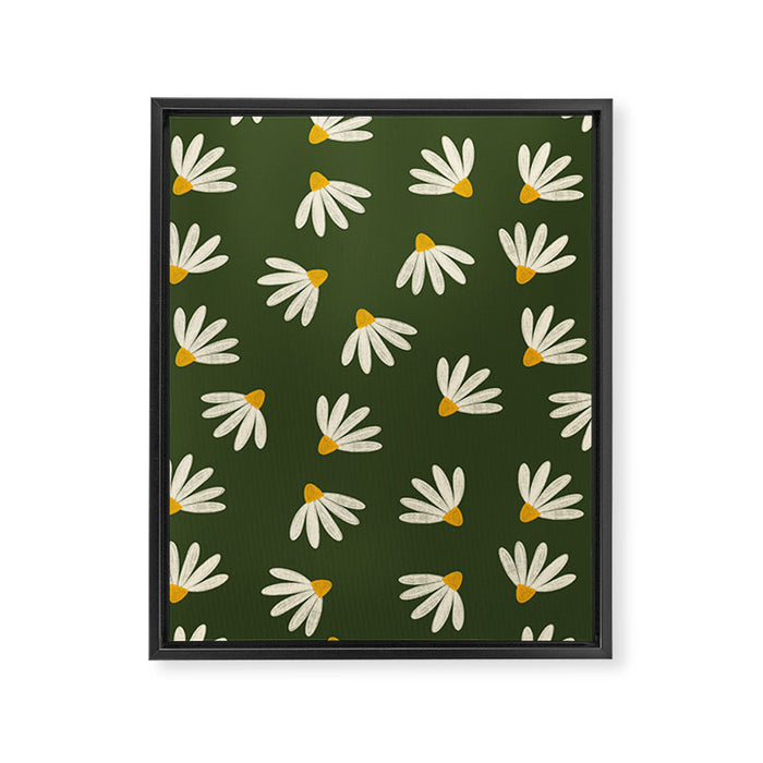 Oh! Daisy - green  Framed Canvas Print Gallery Image 1