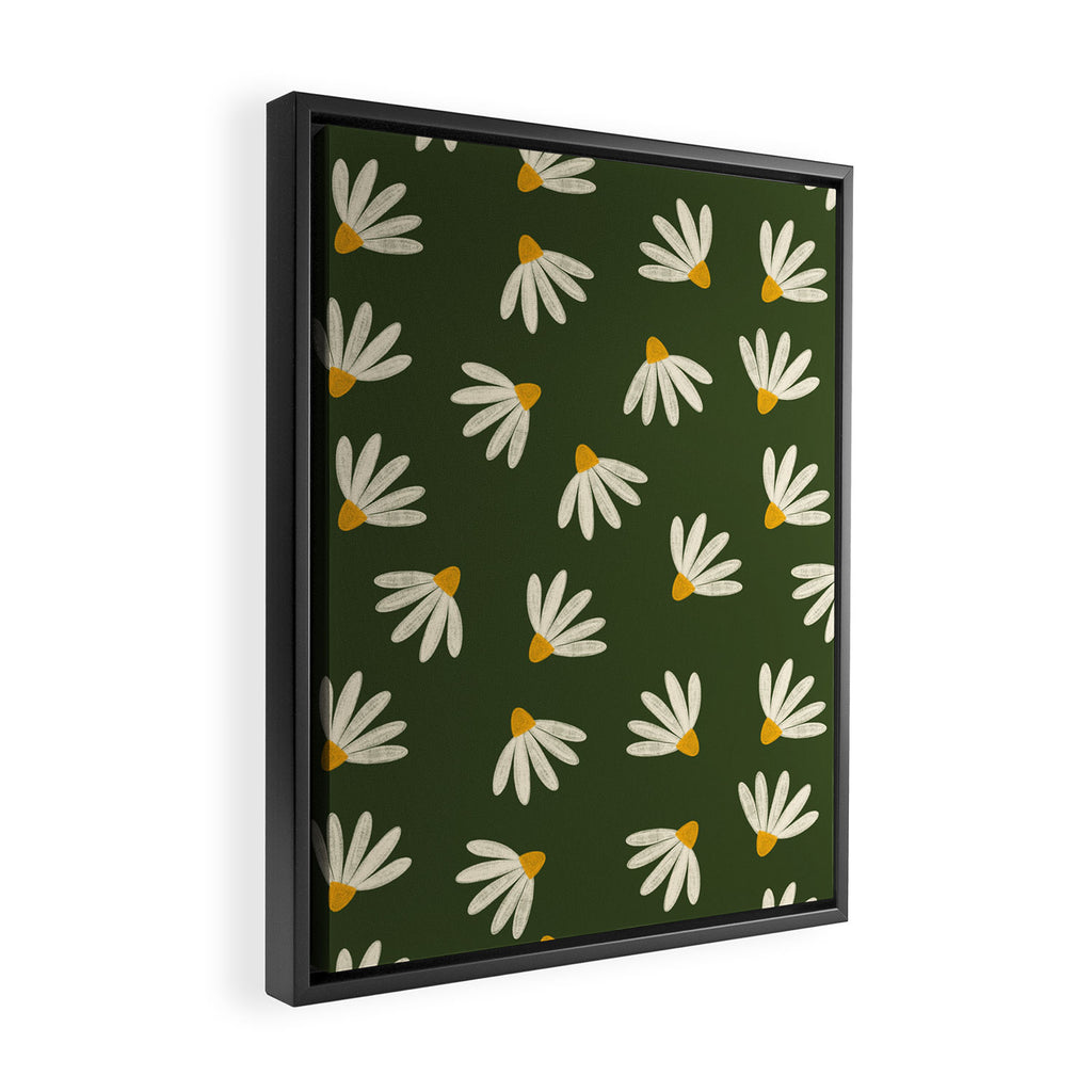 Oh! Daisy - green  Framed Canvas Print Gallery Image 2