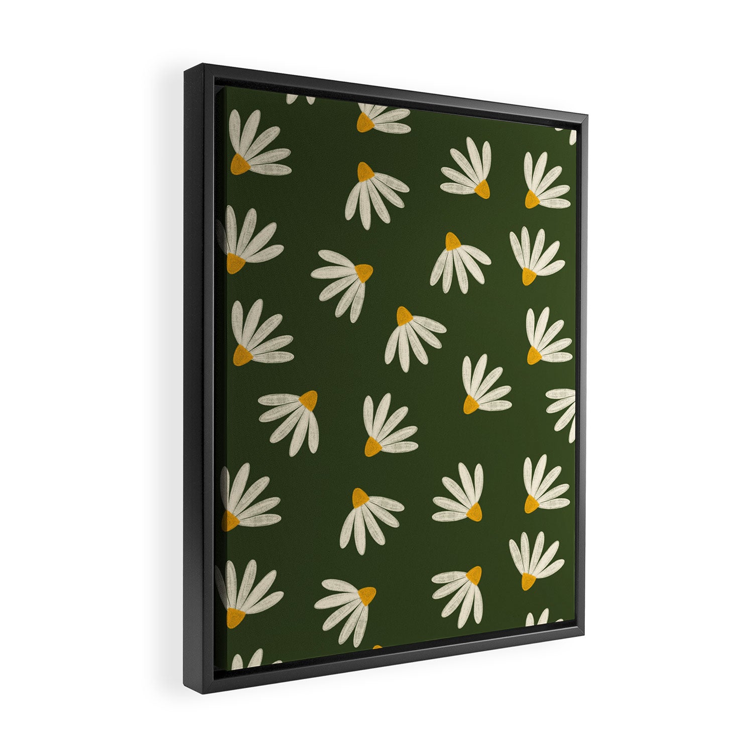 Oh! Daisy - green  Framed Canvas Print Gallery Image 2