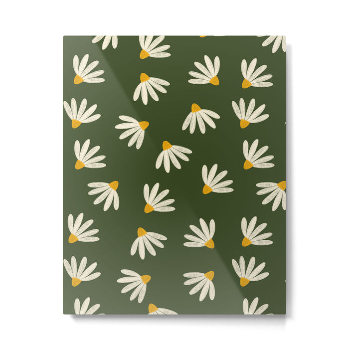 Oh! Daisy - green  Metal Print Gallery Image 1