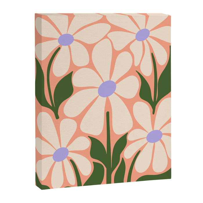 Oh, Daisy! Peach, off-white, purple and green Canvas Print Gallery Image 1