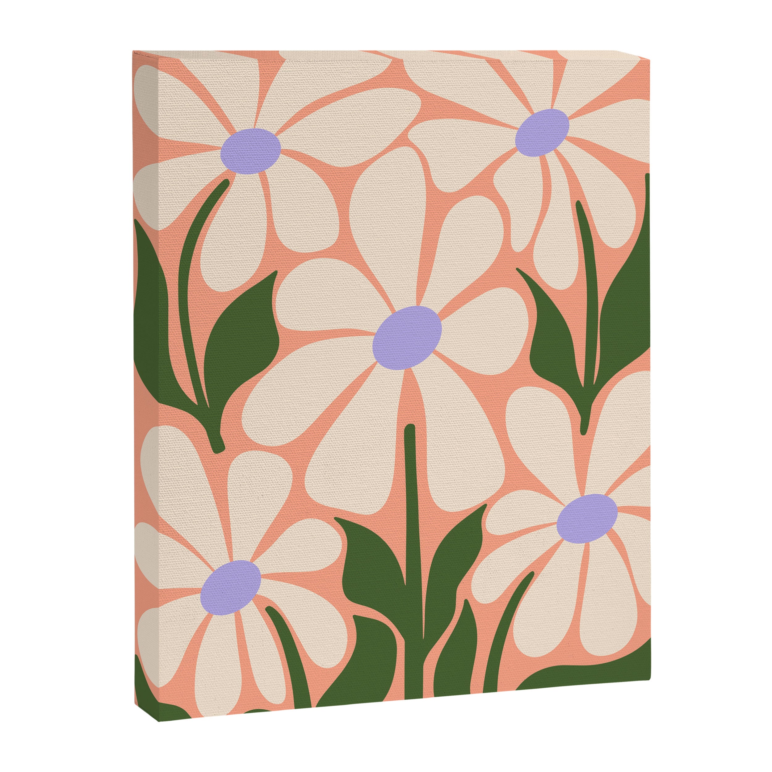 Oh, Daisy! Peach, off-white, purple and green Canvas Print Gallery Image 8
