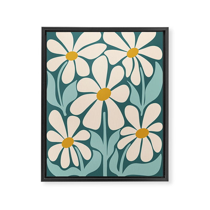 Oh, Daisy! Teal, off-white, yellow Framed Canvas Print Gallery Image 1