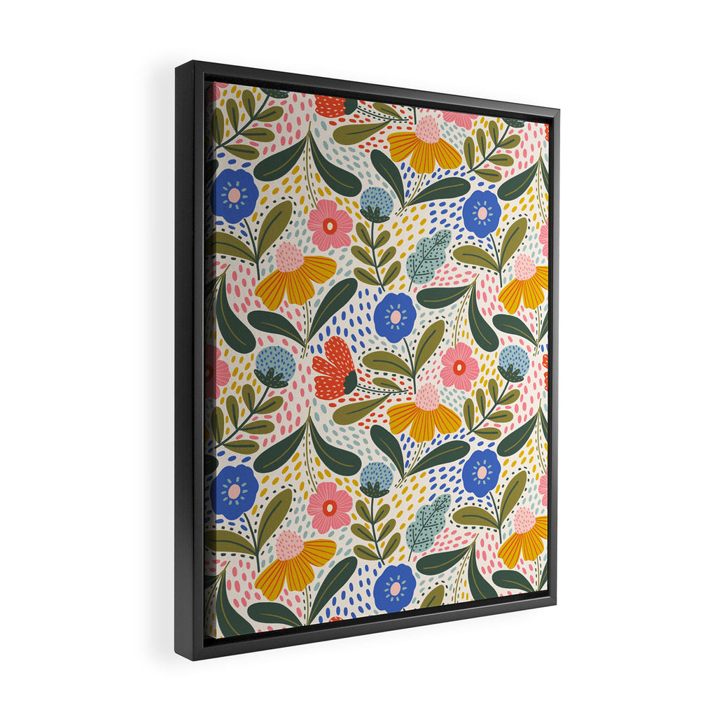 Oh Happy day - Floral pattern  Framed Canvas Print Gallery Image 2