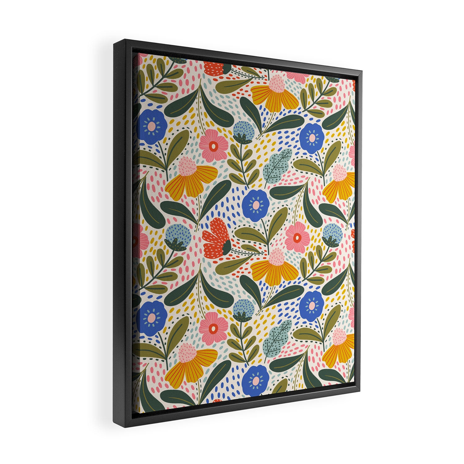 Oh Happy day - Floral pattern  Framed Canvas Print Gallery Image 2