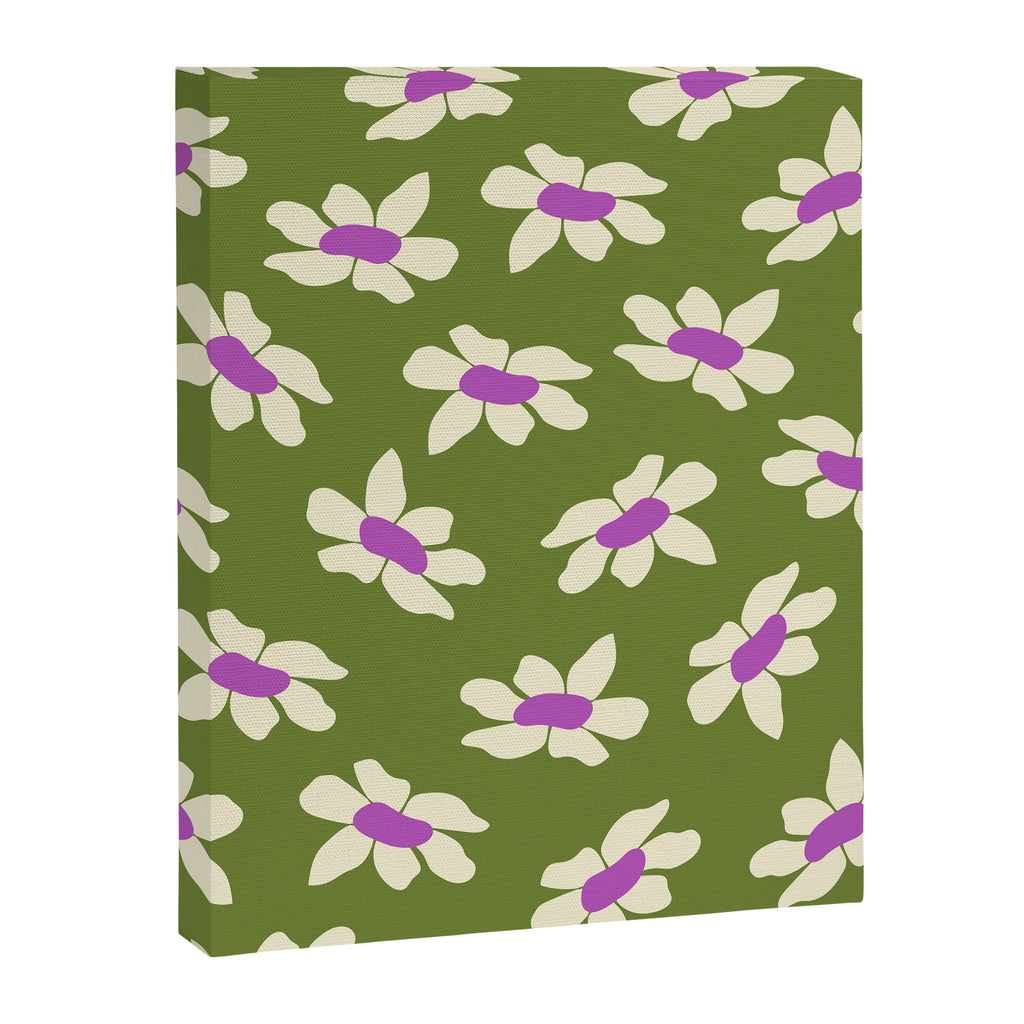 Olive and Purple - Retro Daisies  Canvas Print Gallery Image 6