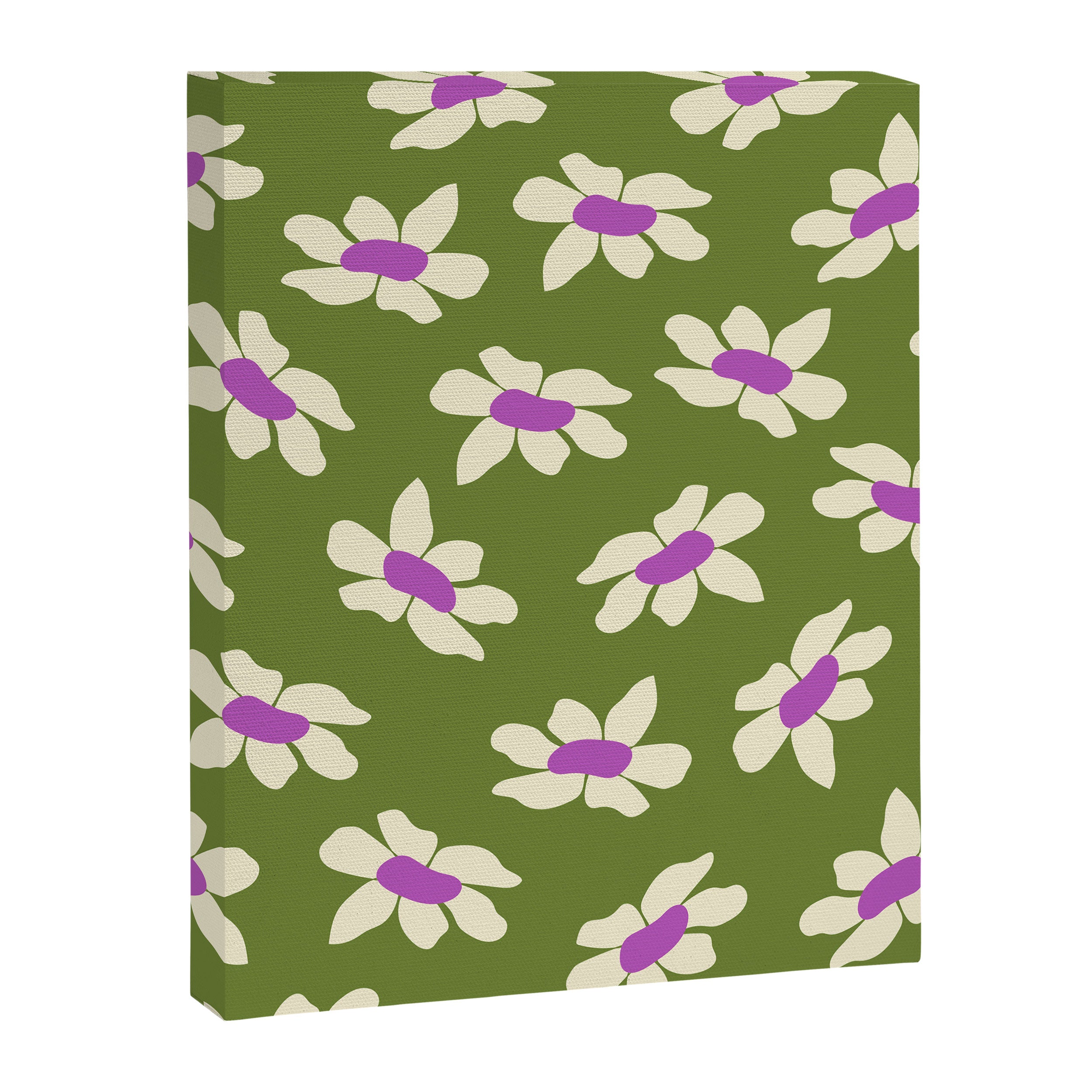 Olive and Purple - Retro Daisies  Canvas Print Gallery Image 6