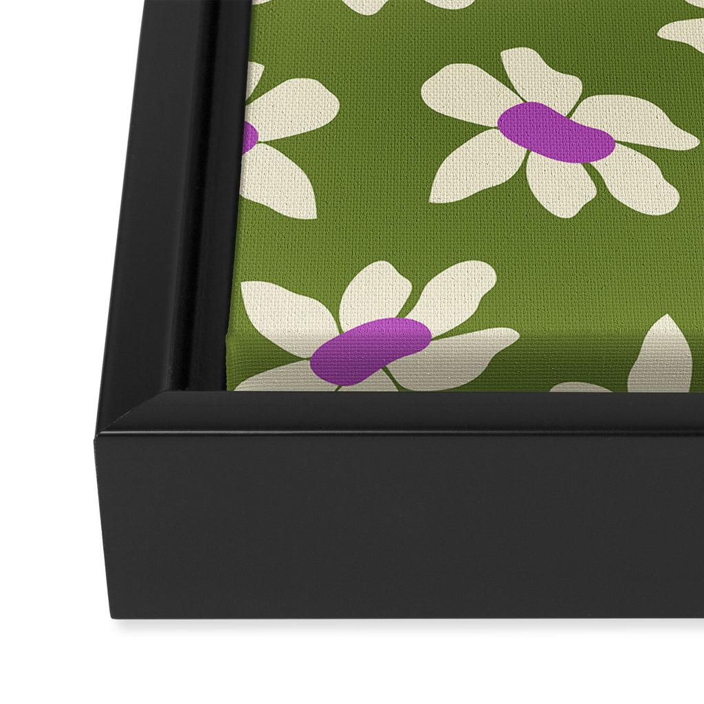 Olive and Purple - Retro Daisies  Framed Canvas Print Gallery Image 3