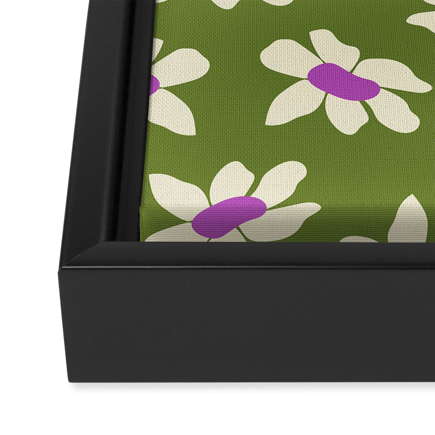 Olive and Purple - Retro Daisies  Framed Canvas Print Gallery Image 3