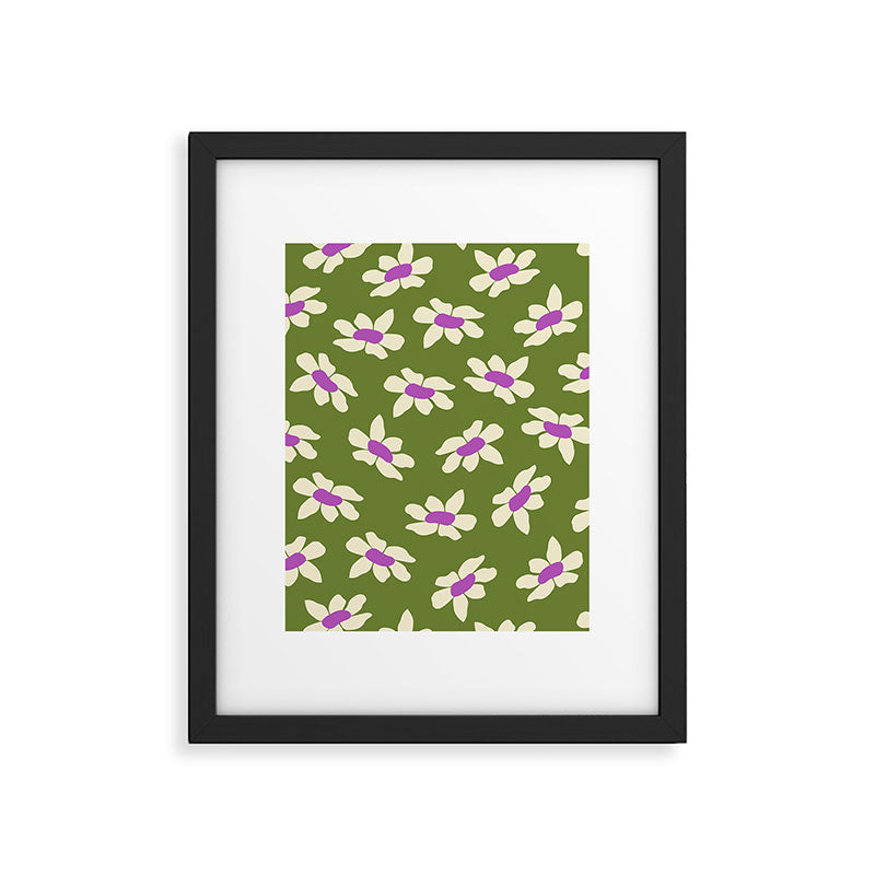 Olive and Purple - Retro Daisies  Framed Art Print Gallery Image 5