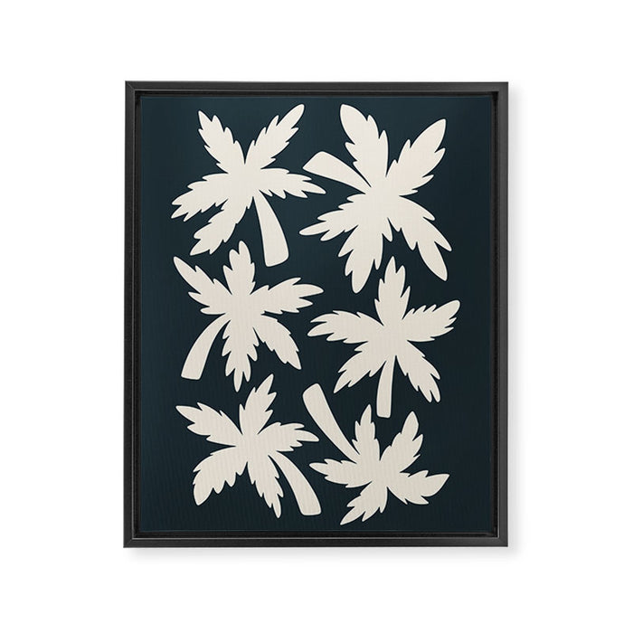 Palm Trees - Black and White  Framed Canvas Print Gallery Image 1