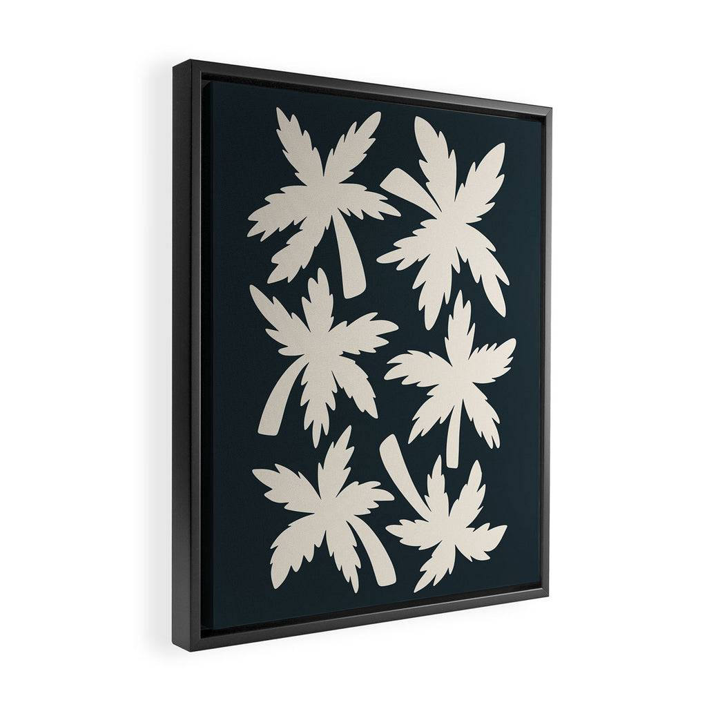 Palm Trees - Black and White  Framed Canvas Print Gallery Image 2