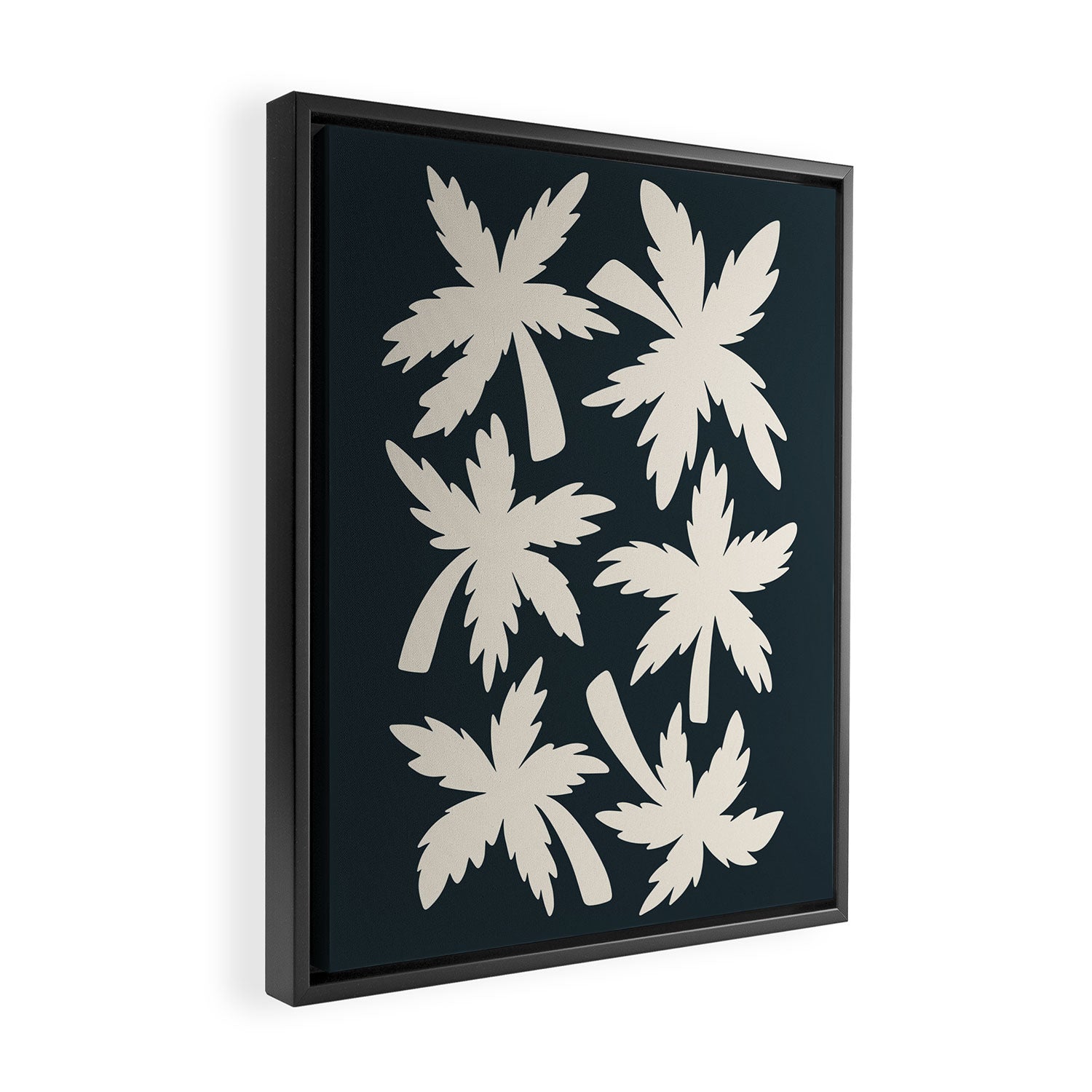 Palm Trees - Black and White  Framed Canvas Print Gallery Image 2