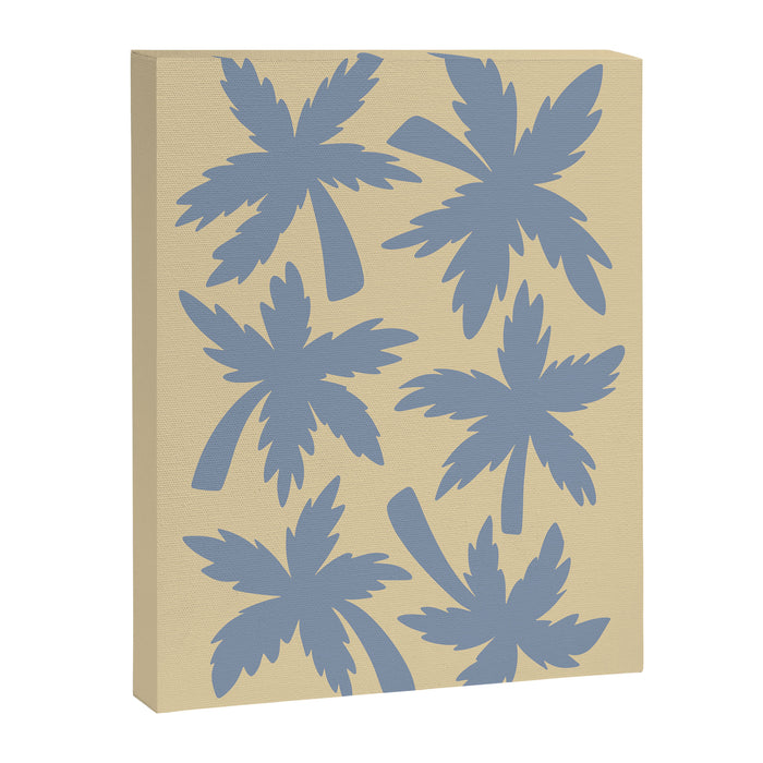 Palm Trees - Blue and Cream Canvas Print Gallery Image 1