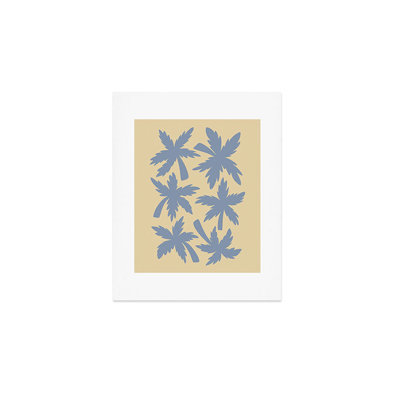 Palm Trees - Blue and Cream Art Print Gallery Image 1