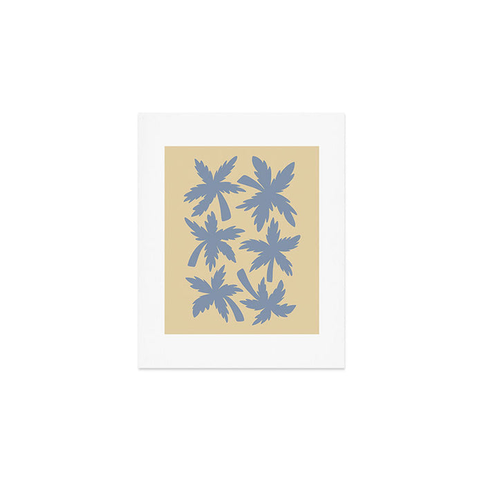 Palm Trees - Blue and Cream Art Print Gallery Image 1