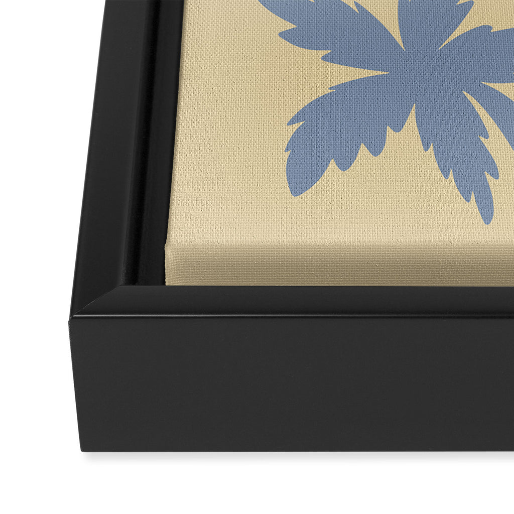 Palm Trees - Blue and Cream Framed Canvas Print Gallery Image 3