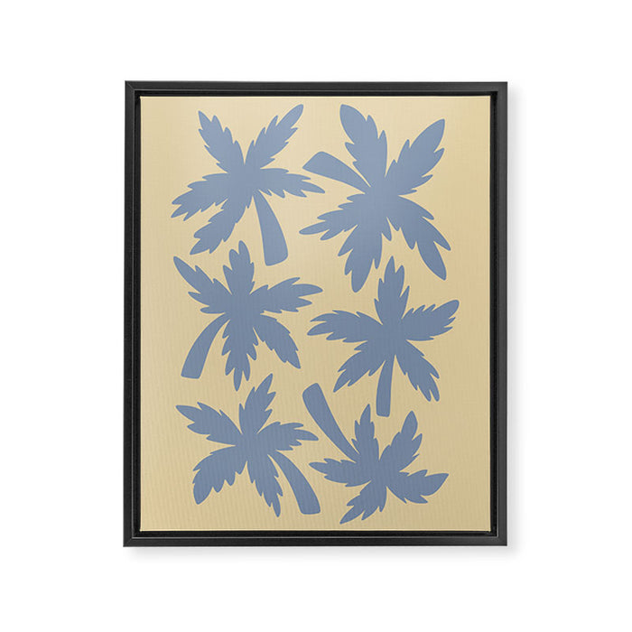 Palm Trees - Blue and Cream Framed Canvas Print Gallery Image 1