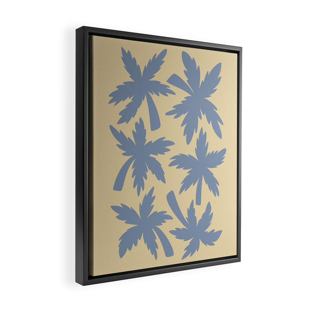 Palm Trees - Blue and Cream Framed Canvas Print Gallery Image 2