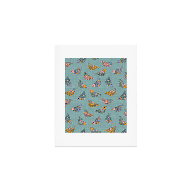 Pastel Bird Pattern  Art Print Gallery Image 1