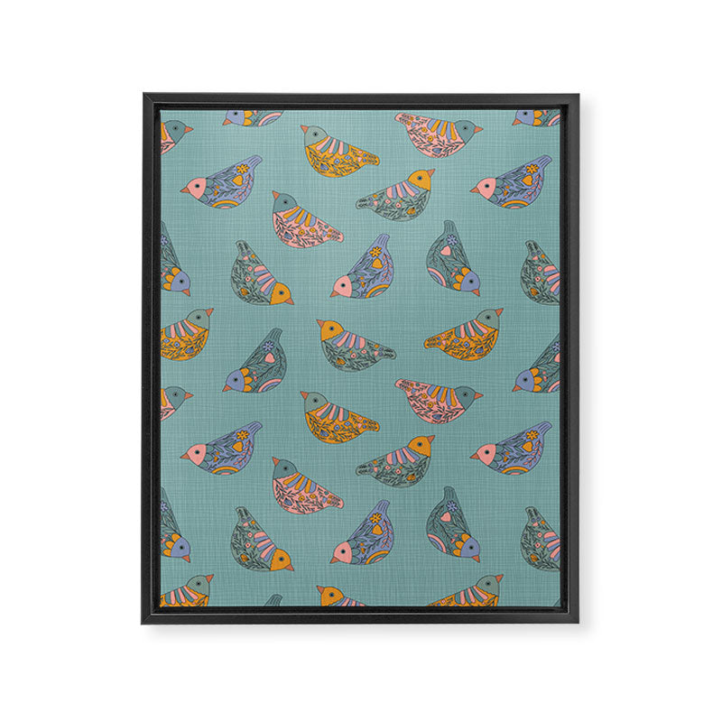 Pastel Bird Pattern  Framed Canvas Print Gallery Image 8