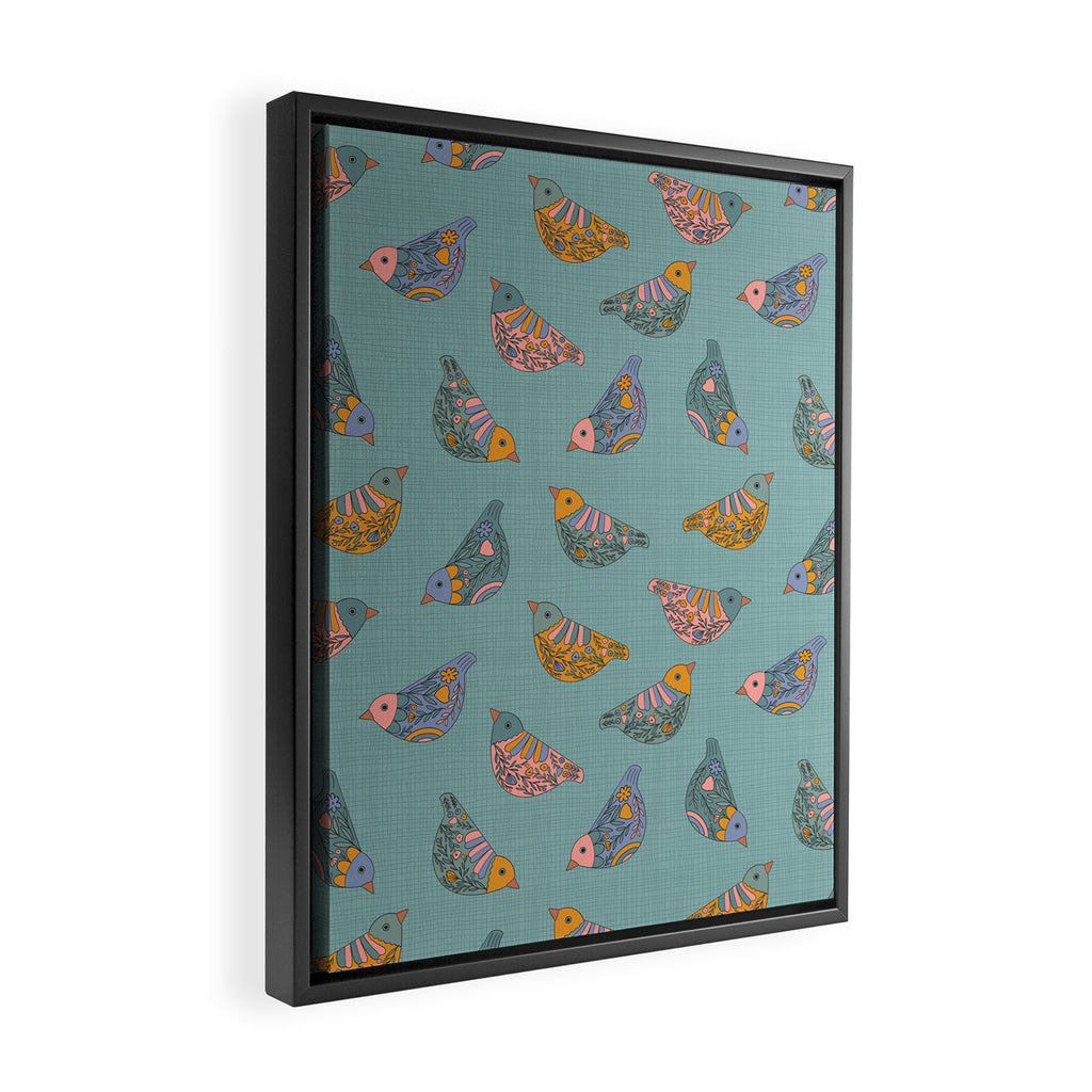Pastel Bird Pattern  Framed Canvas Print Gallery Image 2