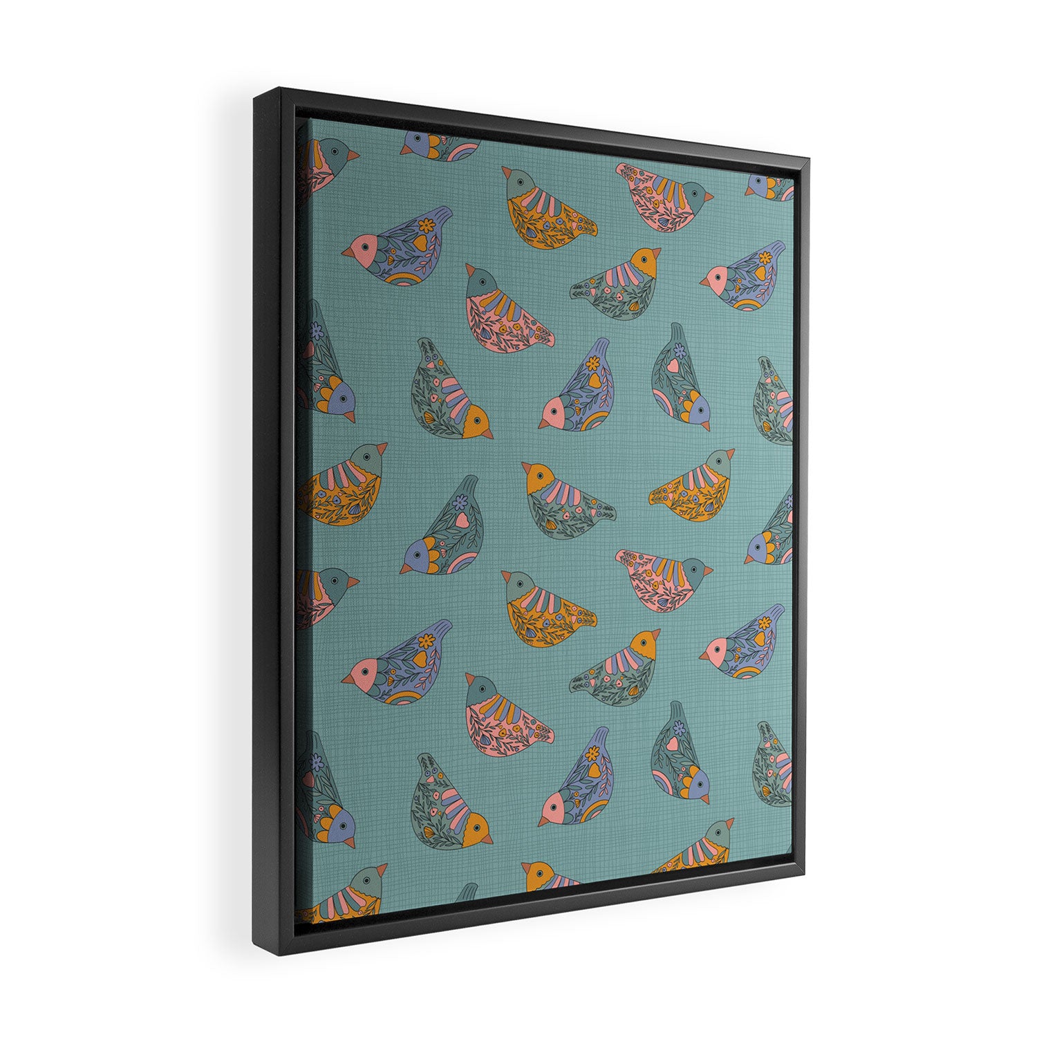 Pastel Bird Pattern  Framed Canvas Print Gallery Image 2
