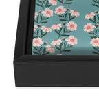 Pink and Blue Floral Pattern Framed Canvas Print Gallery Image 3